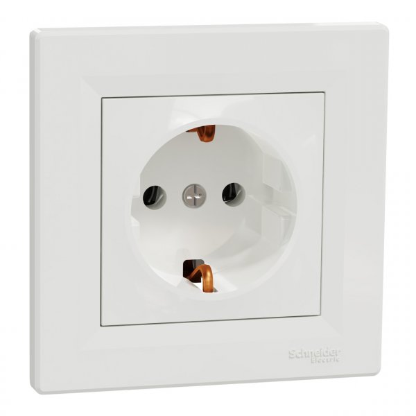 EPH2900121 Розетка с заземлением белый Asfora Schneider Electric