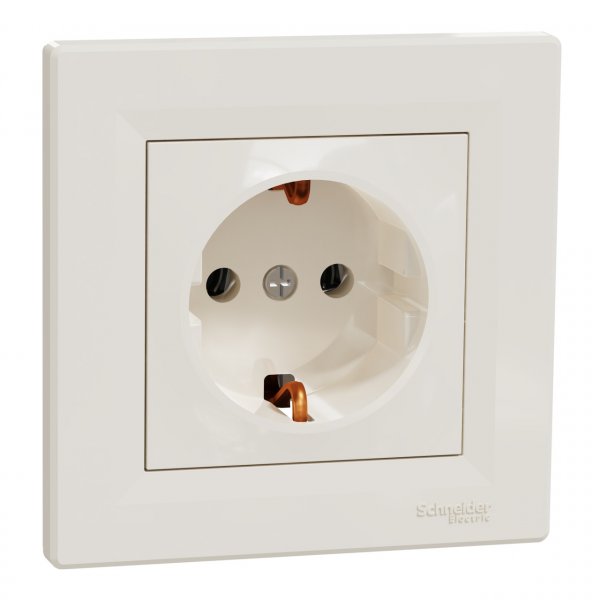 EPH2900123 Розетка з заземленням крем Asfora Schneider Electric