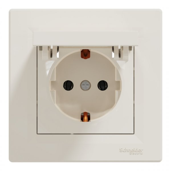 EPH3100123 Розетка з кришкою з заземленням крем Asfora Schneider Electric
