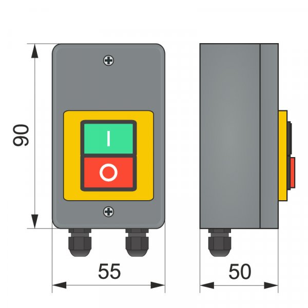 Пост кнопка ПК722-2, 10A, 230/400B, захист IP65, IP54 (1 червона, 1 зелена NO+NC) Electro