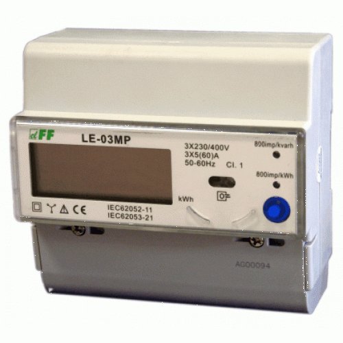 Лічильник електроенергії трифазний LE-03MP з MODBUS RTU, RS-485, з аналізатором F&F
