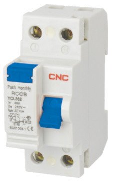 Диференціальне реле ПЗВ YCL362-63, 25А, 2P, 6кА, 30мА, CNC