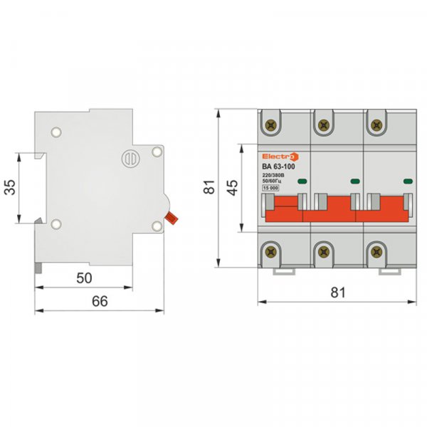 Автоматический выключатель ВА 63-100 10kA 80A 3P D Electro
