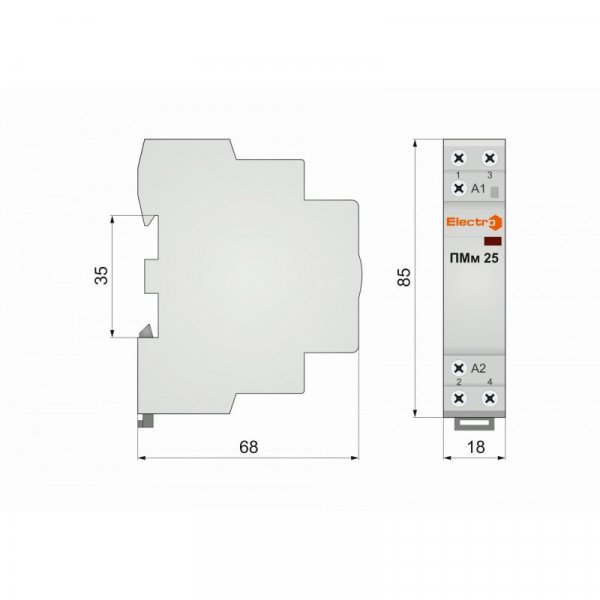Пускатель модульный ПМм 2P 25A NO+NC 230В Electro