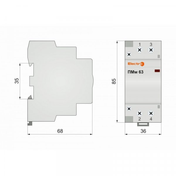 Пускач модульний ПМм 2P 40A 2NO 230В Electro