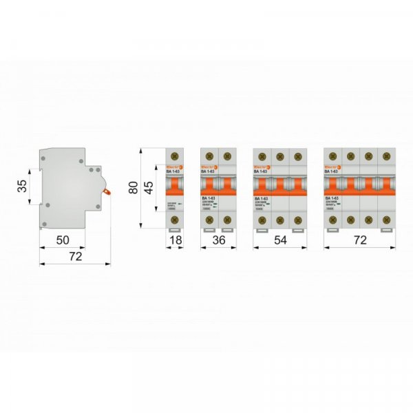 Модульний автоматичний вимикач ВА1-63 1P, 16A, 10кА, D, Electro