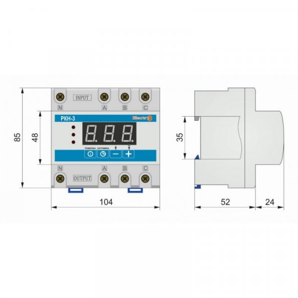Реле контроля напряжения РКН-3, 3P+N, 63А, 400В, (аналог Zubr, Новатек) Electro