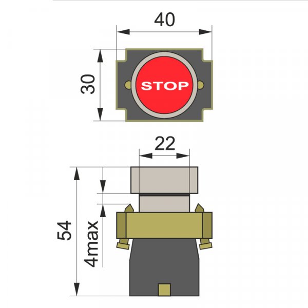 Кнопка PB2-ВА4342 красная маркировка "STOP" Ø22mm NС Electro