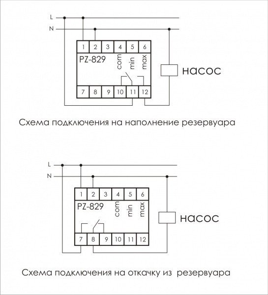 Реле уровня жидкости PZ-829 RC c регулировкой с тремя зондами 16A 3S (ДР-829Р) F&F
