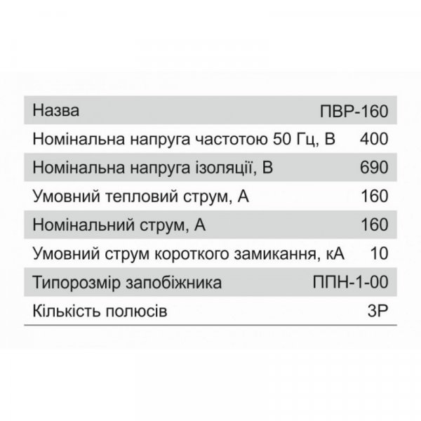 Выключатель-разъединитель ПВР 00 3 полюса, 160А, к 690В, АС, горизонтальний, Electro