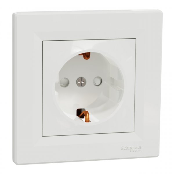 EPH2900221 Розетка с заземлением с защитными шторками белая Asfora Schneider Electric