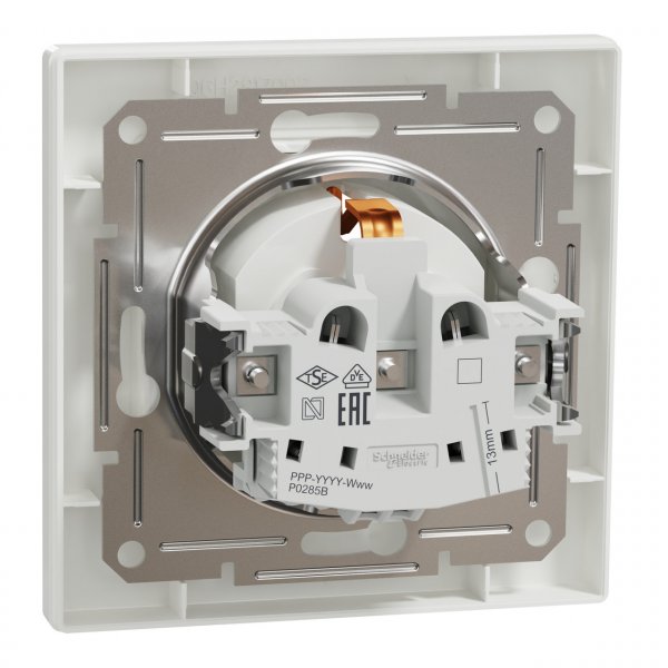 EPH2900221 Розетка с заземлением с защитными шторками белая Asfora Schneider Electric