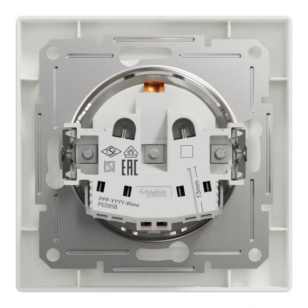 EPH2900221 Розетка с заземлением с защитными шторками белая Asfora Schneider Electric