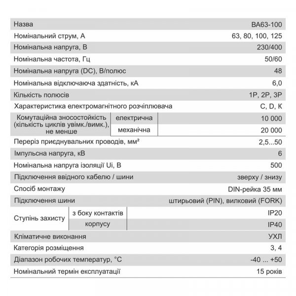 Автоматический выключатель ВА63-100, 63A, 6kA, 1P, х-ка K, Electro