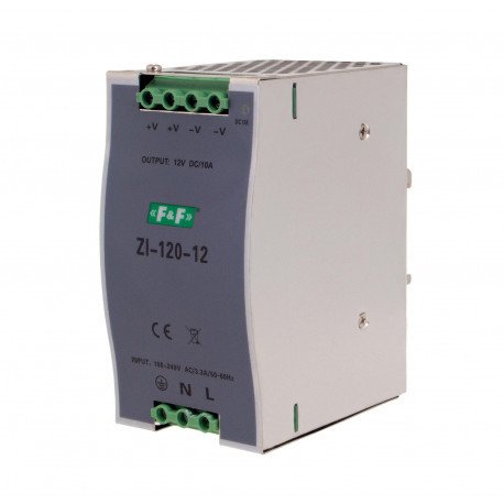 Одноканальний імпульсний стабілізатор ZI-120-12V 100÷240V AC 10A OUT 12V DC 120W F&F