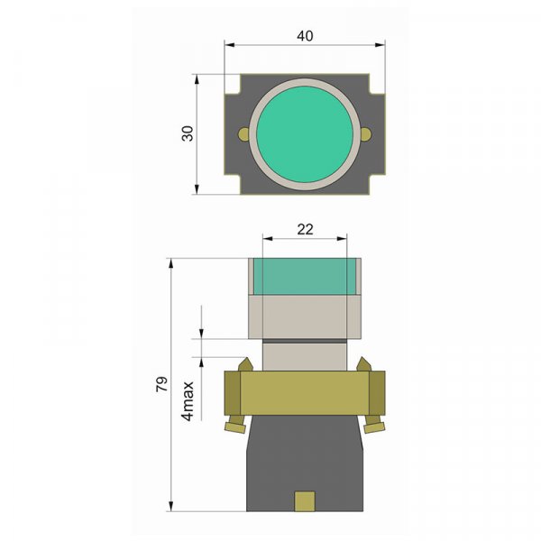 Кнопка PB2-ВW3361 (3365) зелена 22mm NO з LED підсвічуванням Electro