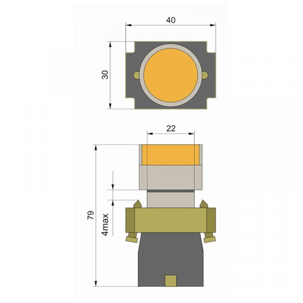 Кнопка PB2-ВW3561, желтая, Ø22mm, NO, с LED подсветкой Electro