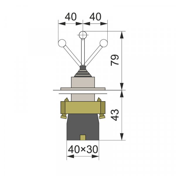 Кнопка-маніпулятор PB2-А12, з фіксацією на 2 напрямки, Ø22mm, 2NO ElectrO