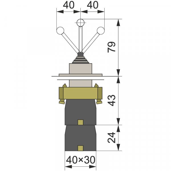 Кнопка-маніпулятор PB2-А14, з фіксацією на 4 напрямки, Ø22mm, 4NO ElectrO