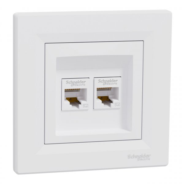 EPH4400121 Розетка компьютерная двойная RJ45 UTP кат. 5Е белый Asfora Schneider