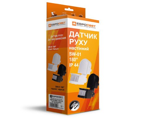 Датчик руху настінний ЕВРОСВЕТ SW-01 180° Чорний 000040943