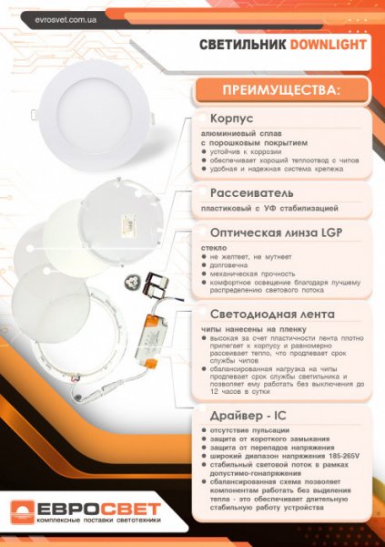 Світильник точковий накладний ЕВРОСВЕТ 6Вт коло LED-SR-120-6 4200К 000039175