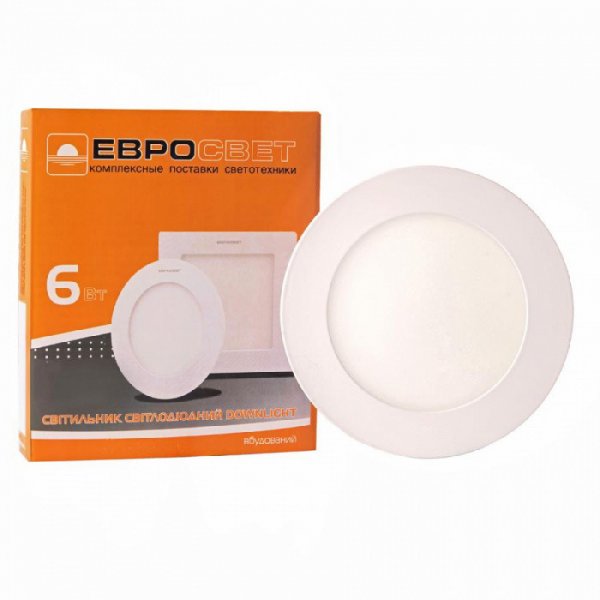 Світильник точковий врізний ЕВРОСВЕТ 6Вт коло LED-R-120-6 4200К 000039170
