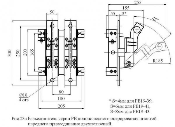 Роз'єднувач РЄ 19-41-311600 1000А 3Р з важелем для пополюсного оперування штангою на ізоляційних секціях (ІС)