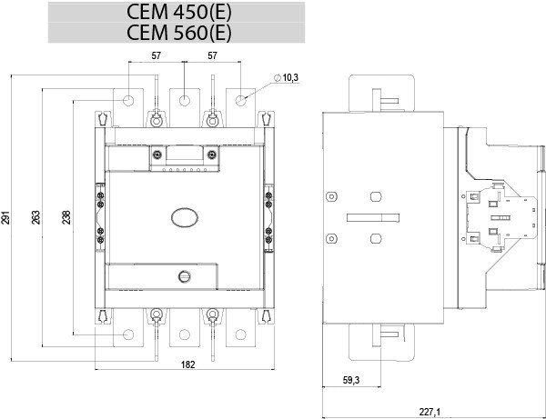 Контактор CEM 450E.22-255V-AC/DC, 450А, 2НВ+2НЗ, 4656306 ETI