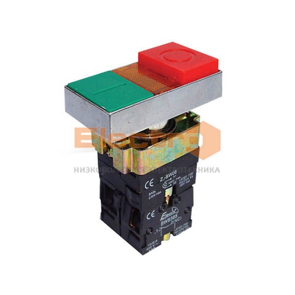 Кнопка PB2-ВW8365 двойная с LED подсветкой (красная, зеленая) NO + NC Ø22mm Electro