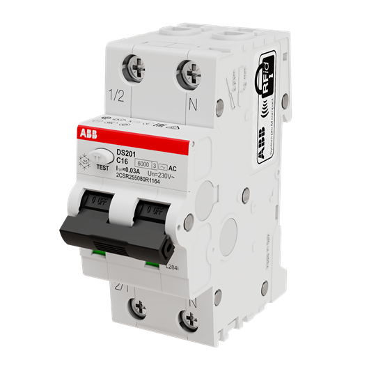 Дифференциальный выключатель DS201 C40 1P+N C 40A 6кА тип АС 30mA ABB 2CSR255080R1404