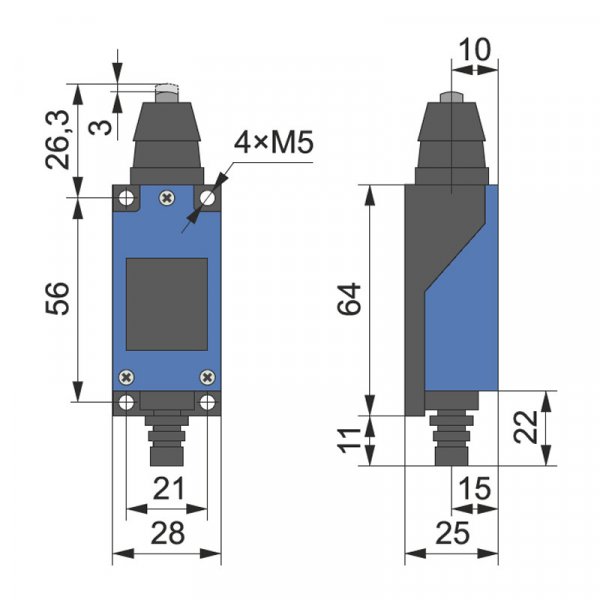 Концевой выключатель МЕ 8111 кнопочный толкатель 1NO+1NC Electro