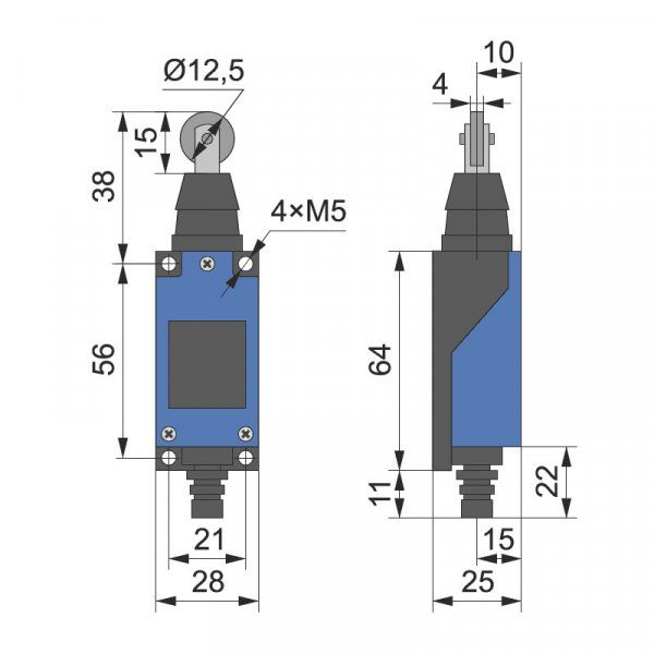 Концевой выключатель МЕ 8112 роликовый толкатель 1NO+1NC Electro
