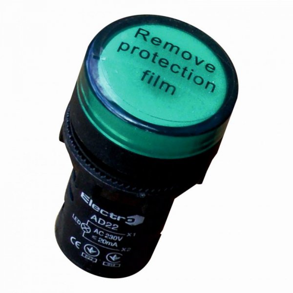 Світлосигнальний індикатор AD22 (LED) матриця 22 mm зелена 220 В АС Electro