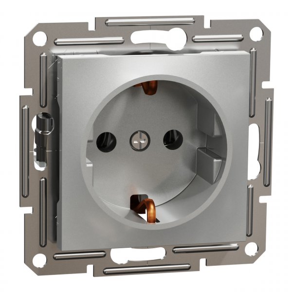 EPH2900161 Розетка с заземлением алюминий Asfora Schneider Electric