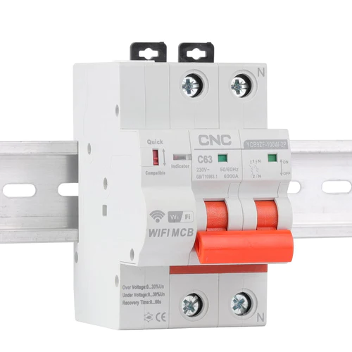 Модульный автоматический выключатель YCB9ZF-100W-2P 40A 6кА D с блоком дистанционного (wi/fi) управления CNC