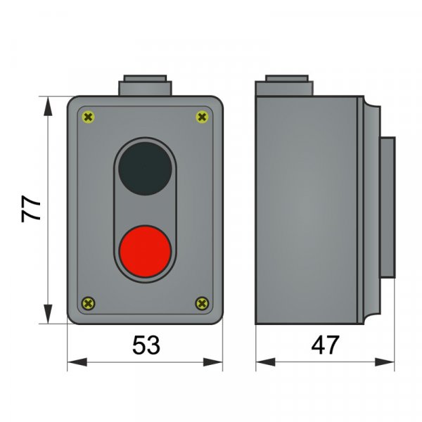Пост кнопковий ПК722-2, 10A, 230/400B, (корпус карболит, 1 червона, 1 чорна), Electro