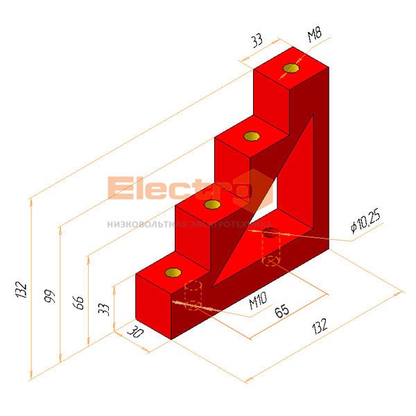 Изолятор 450A, 9кВ, 4x30mm, 27,5х17,5х16,5mm, Electro