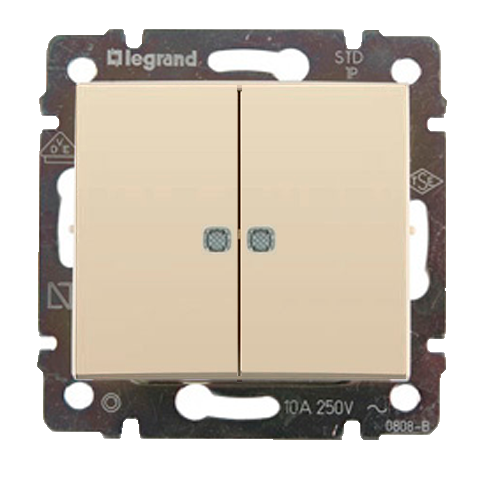 774328 Legrand Вимикач двоклавішний з підсвічуванням слонова кістка Valena Classic