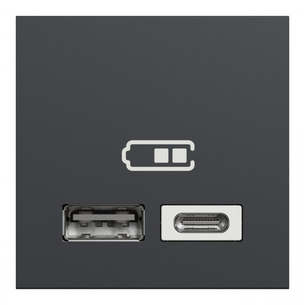 NU301854 Unica New Двойная USB розетка A+C антрацит Schneider