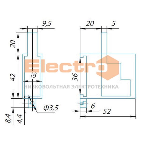 Кабельний розгалужувач 6/63, модульний, до вимикача ВА1-63, 400B Electro