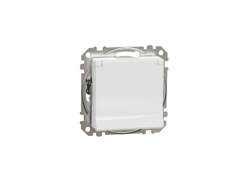 SDD111024 Розетка з заземленням зі шторками та кришкою білий Sedna Design Schneider Electric