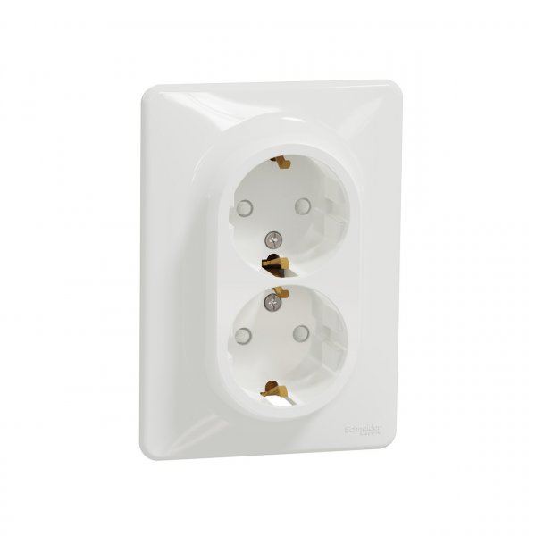 SDD311221 Подвійна розетка з заземленням, зі шторками білий Sedna Design Schneider Electric