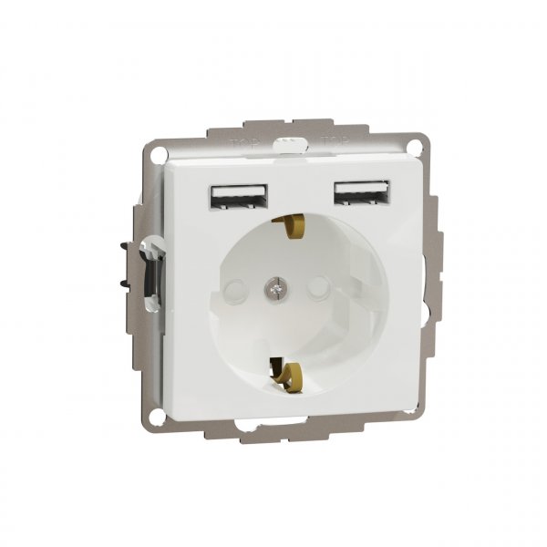 SDD111052 Розетка с заземлением + 2 USB тип А белый Sedna Design Schneider Electric