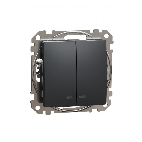 SDD114105L Двухклавишный выключатель с подсветкой черный Sedna Design Schneider Electric