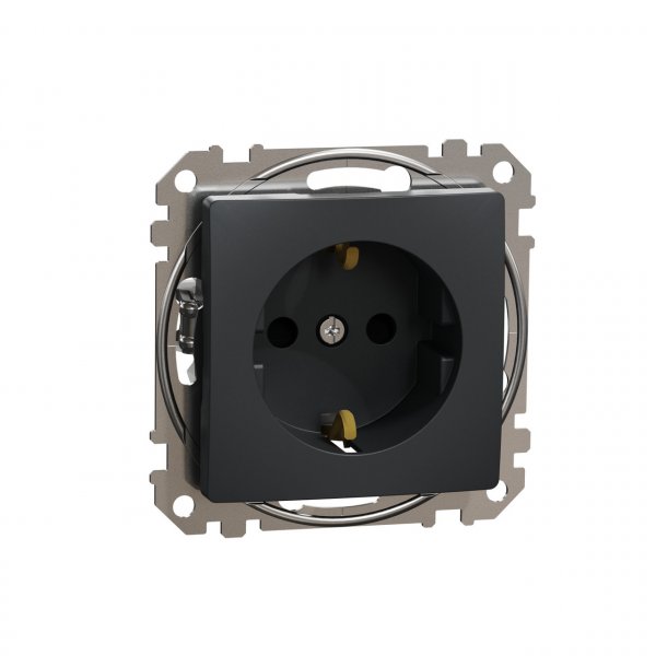 SDD114022 Розетка с заземлением и со шторками черный Sedna Design Schneider Electric