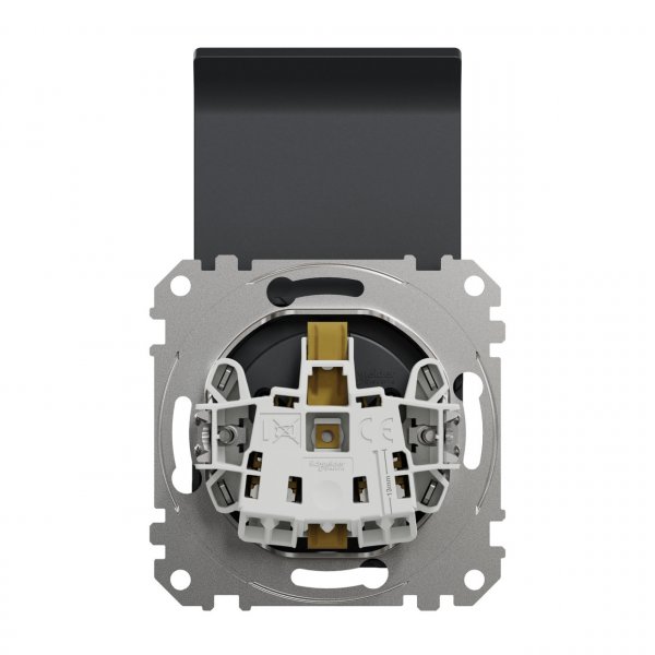 SDD114024 Розетка з заземленням зі шторками та кришкою чорний Sedna Design Schneider Electric