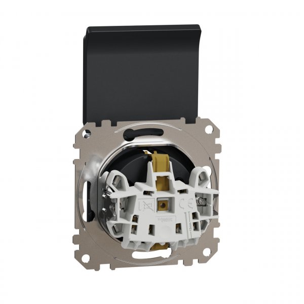 SDD114024 Розетка з заземленням зі шторками та кришкою чорний Sedna Design Schneider Electric