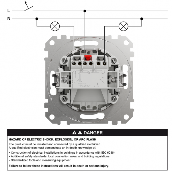 SDD113105L Двоклавішний вимикач з підсвіткою алюміній Sedna Design Schneider Electric
