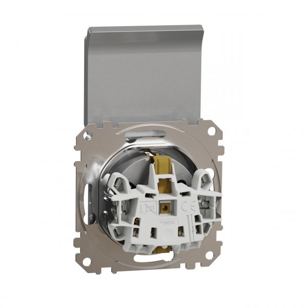 SDD113024 Розетка з заземленням зі шторками та кришкою алюміній Sedna Design Schneider Electric